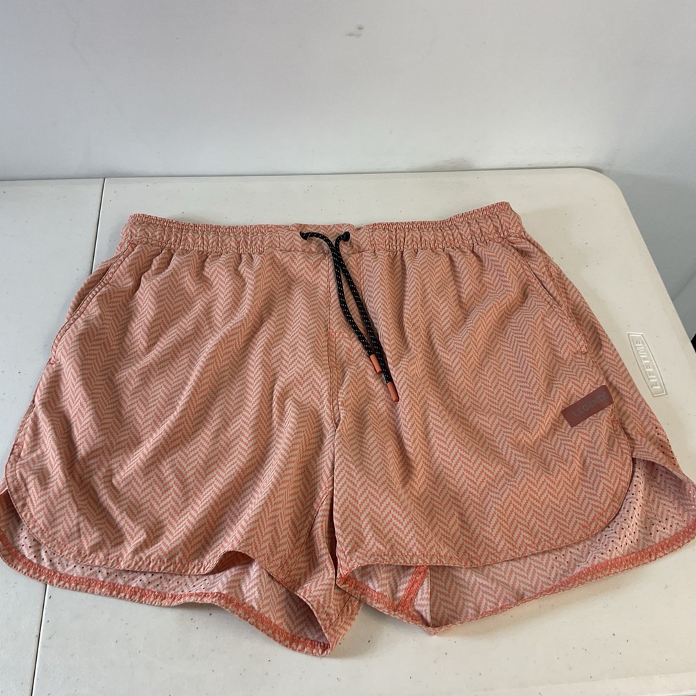 LEGENDS Luka Shorts Orange Herringbone Sz XL Lined Drawstring Stretch 5" Gym